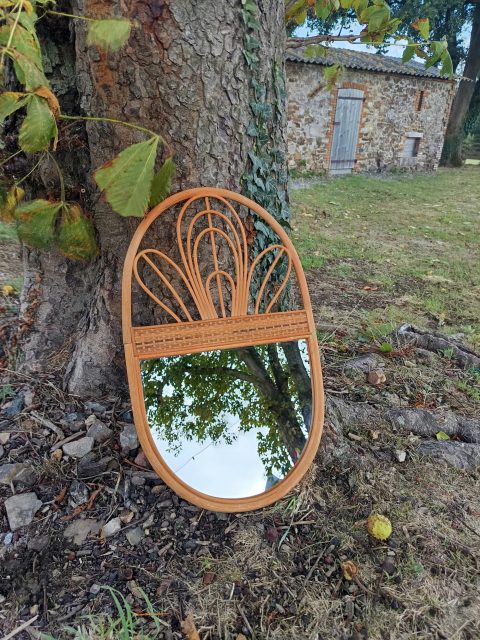 Miroir en rotin