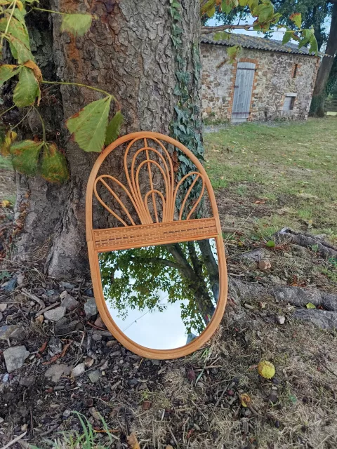 Miroir en rotin