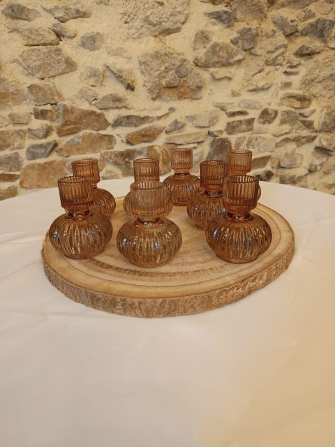 8 Bougeoirs ambrée réversible