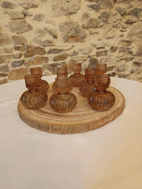 8 Bougeoirs ambrée réversible